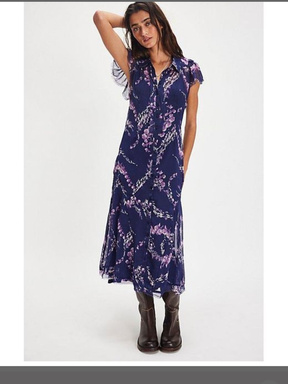 NWOT Free People Cannaday Maxi Dress Navy Size L